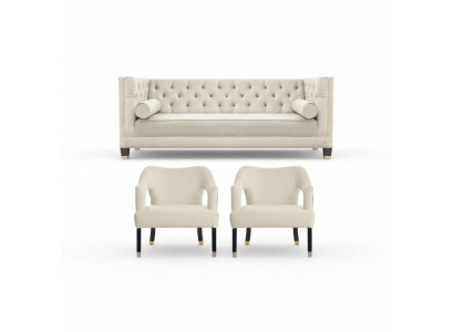 Beige Chesterfield Couch Samtt Sofa Sofagarnitur Couche Sofasen Polster 311 Sëtzer