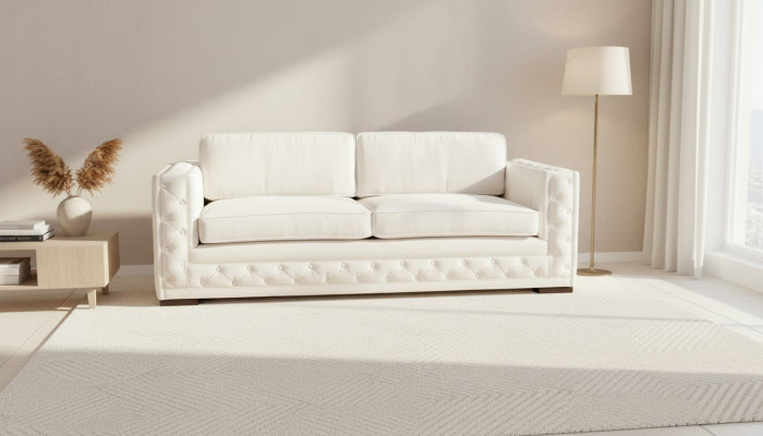 Wäiss Chesterfield Modern Design Canapéen Textil Sofa Neien Kreative Miwwelen 3-Sëtzer