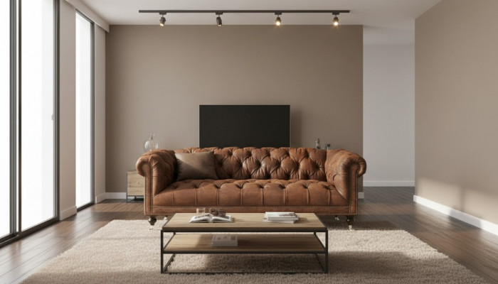 Brong dräisiichter Chesterfield Modern Design Lieder Sofa Design Miwwelen Samt Stoff
