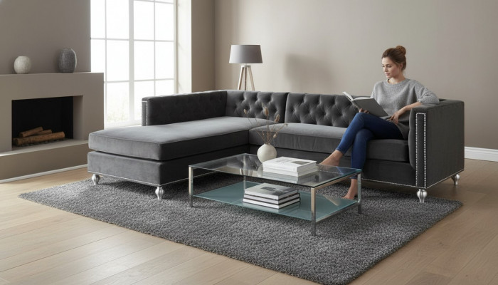 Eckcanapé Wunnlandschaft Canapé-Wénkel Garnitur Polstersamt Stoff Miwwelen Design Gro