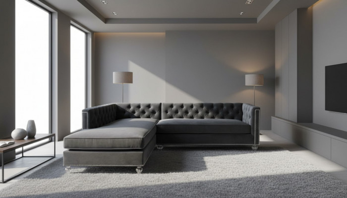 Eckcanapé Wunnlandschaft Canapé-Wénkel Garnitur Polstersamt Stoff Miwwelen Design Gro