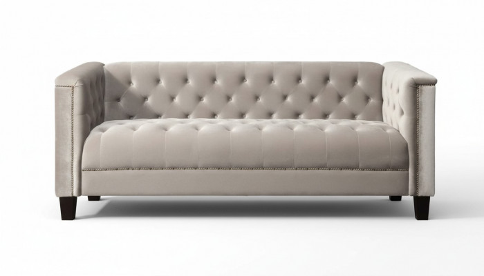 Hellgréng Dräisëtzer Textil Chesterfield Wunnzëmmer Modern Design Canapé Sofa