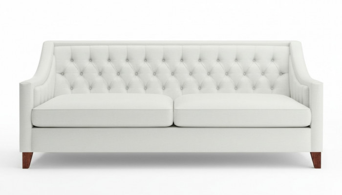 Wäiss Dräiplätzer Chesterfield Modern Design Canapé Stoff Sofa Nei Original Miwwelen