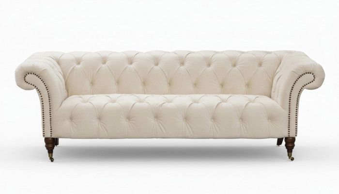 Beige Chesterfield Drësëtzer Modern Design Couches Stoff Sofa Designer Miwwelen