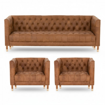 Brong Samt Chesterfield 2 Sesselen Lieder Modern Design Miwwelen Sofa Set Sofen Nei
