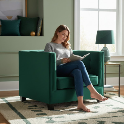 Chesterfield Sesselen Wunnzëmmer Modern Textil Stoff Gréng Kreativ Miwwelen Nei