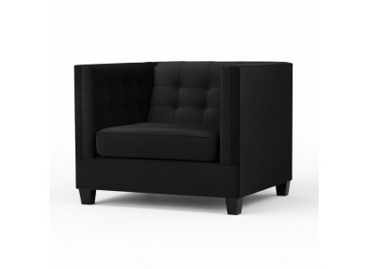 Chesterfield Fotell Kreativ Miwwelen Textil Stoff Schwaarz Nei Wunnzëmmer