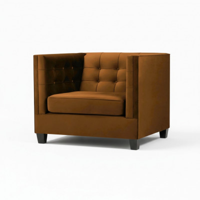Moderne Sessel Chesterfield Textil Stoff Braun Kreativ Miwwel Wunnzëmmer