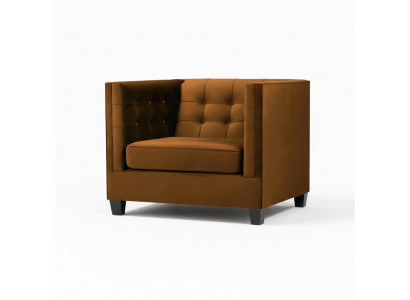 Moderne Sessel Chesterfield Textil Stoff Braun Kreativ Miwwel Wunnzëmmer
