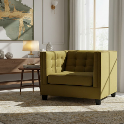 Fotell Chesterfield Textil Stoff Beige Kreativ Miwwelen Nei Wunnzëmmer