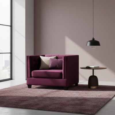 Fauteuil Chesterfield Textilstoff Violett Kreativ Miwwelen Neit Wunnzëmmer Modern