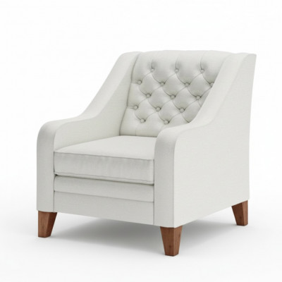 Fotell Textilstoff Wäiss Kreativ Miwwelen Nei Wunnzëmmer Modern Chesterfield