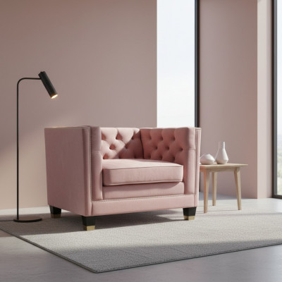 Sessel Chesterfield Textil Stoff Lila Kreativ Miwwelen Nei Wunnzëmmer Modern