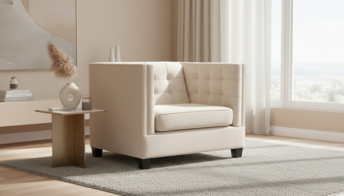 Sessel Modern Chesterfield Stoff Wäiss Kreativ Loft Miwwelen Nei Wunnzëmmer