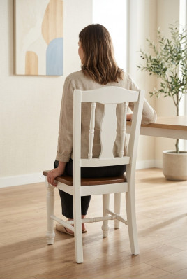 Massivholz Miwwel Stull Set Iesszëmmer Design 1 Stull Neien Still Landhaus Fauteuil