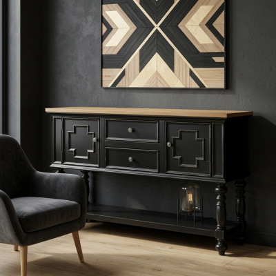 Kommod Anriicht Konsol Holzkascht Garderob Sideboard Design Miwwelen Schwaarz