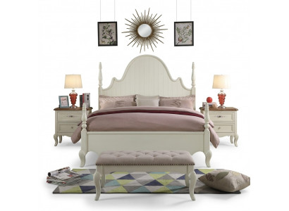 Klasses Schlofzëmmer Set 3-deel Bett Duebelbett Better 2x Nuetsschaf Holz 3-deel. Nei.