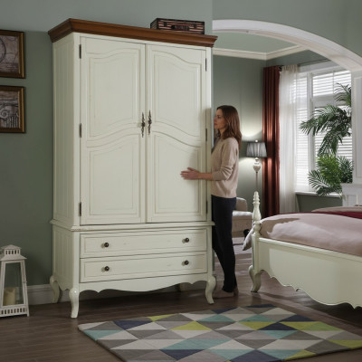 Landhausstil Kleederschaf Design Miwwelen Schief Schlofkummer Wäiss Schaf Nei