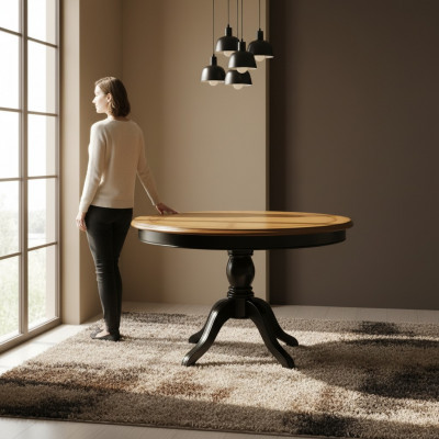 Iesszëmmerdësch ronn 122 cm Massiv Holz Iessdësch Kicheldësch Dësch Echt Holz Nei