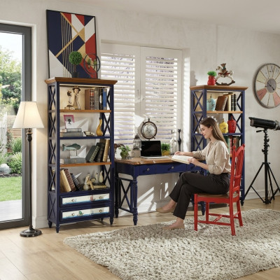 Schreifdësch 2tlg Set Dësch Schaf Aarbechtszëmmer Echt Holz Miwwelen Büro Iessdësch