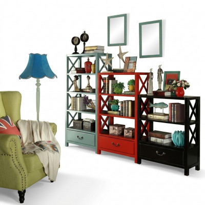 Vitrine Holz Regal Trennwand Designer Holz Regaler Loft Stil Schaf Rot Set