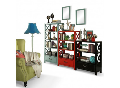 Vitrine Holz Regal Trennwand Designer Holz Regaler Loft Stil Schaf Rot Set