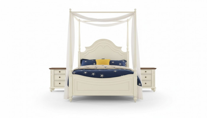 Himmelbett Bett 3tlg. Set Schlofzëmmer Better 3tlg Set Landhausmiwwel Nuetsdësch