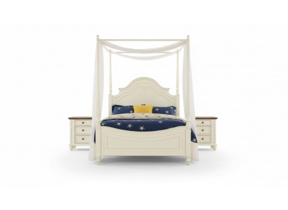 Himmelbett Bett 3tlg. Set Schlofzëmmer Better 3tlg Set Landhausmiwwel Nuetsdësch