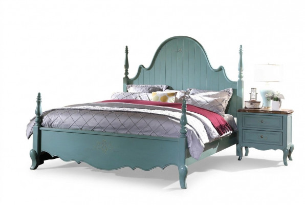 Landhaus Schlofkummer Blo Bett Holz Klassesch Miwwelen Better 180x200cm Set Nei