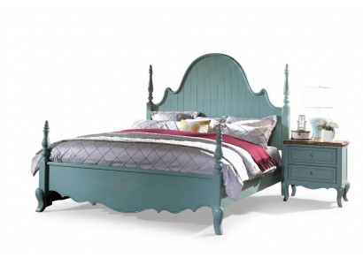 Landhaus Schlofkummer Blo Bett Holz Klassesch Miwwelen Better 180x200cm Set Nei