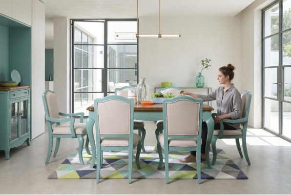 Iessensemble Iessdësch 6 x Stull Set Set Garnitur Dësch Klassesch Iessgrupp 7 Deeler.