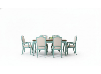 Iessensemble Iessdësch 6 x Stull Set Set Garnitur Dësch Klassesch Iessgrupp 7 Deeler.