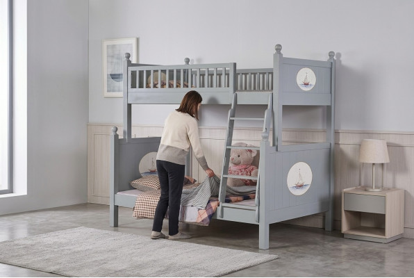 Eleganten Kannerzëmmer Bett Etagen Héichbett Luxus Jugendbett Héich Etage Better