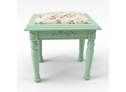 Schemel Pouf Fouss-Schemel Schemel Polsterschemel Sëtzschemel Bäitisch Textil Echt Holz