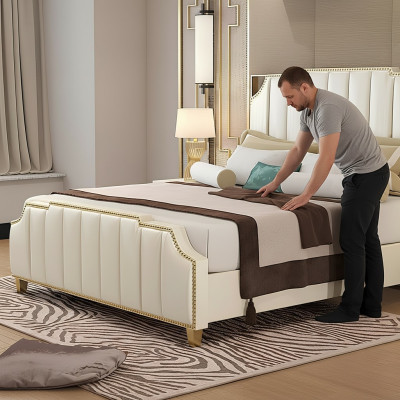 Design Duebelbett Bett Hotel Luxus Schlofzëmmer 180x200cm Lieder Better Polster.