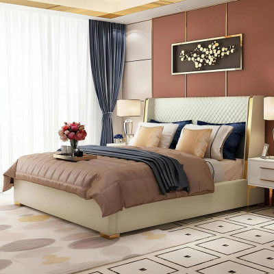 Designer Polsterbett Bett Betten Stoff Holz Luxus Eebett 180x200cm Duebelbett