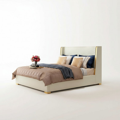 Designer Polsterbett Bett Betten Stoff Holz Luxus Eebett 180x200cm Duebelbett