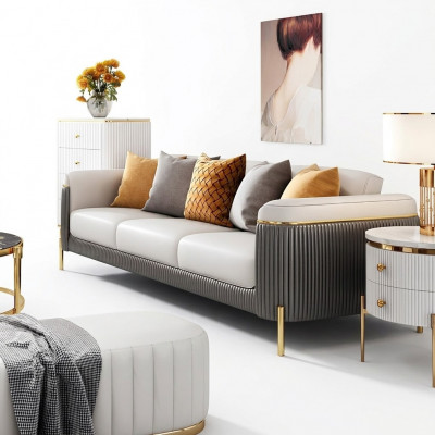Sofasett 321 Sëtzer Set Design Sofa Polster Couchen Canapé Modern Dësch Nei