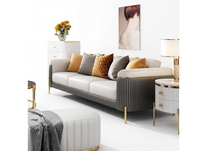Sofasett 321 Sëtzer Set Design Sofa Polster Couchen Canapé Modern Dësch Nei
