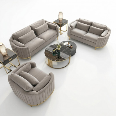 Sofagarnitur Designer 3+2+1 Plaz Sofa Couch Stoff Garnitur Polsterset