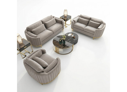 Sofagarnitur Designer 3+2+1 Plaz Sofa Couch Stoff Garnitur Polsterset