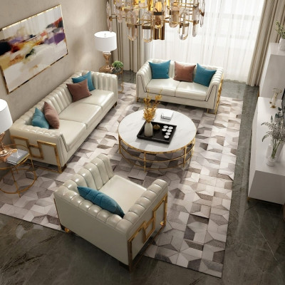 Luxus Miwwel Sofagarnitur Canapé Sofa Polster 3 2 1 Sëtzer Dësch 4tlg