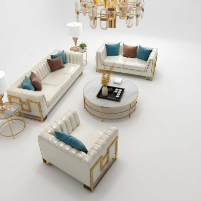 Luxus Miwwel Sofagarnitur Canapé Sofa Polster 3 2 1 Sëtzer Dësch 4tlg
