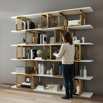 Design Trennwand Regal Wunnzëmmer Schiefen Edelstol Regaler Bicher Schaf Nei