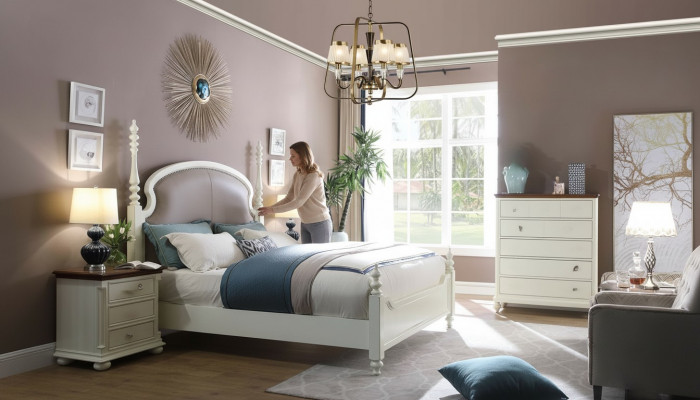 Bett Nuechtvdësch Hocker 4 Deeler Schlofzëmmer Set Design Modern Luxus Better Nei
