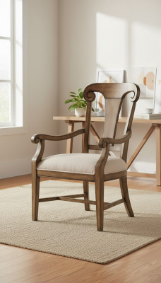 Stull Braun Design Wunnzëmmer Iesszëmmer Holz Still Polster mat Armleeën Nei