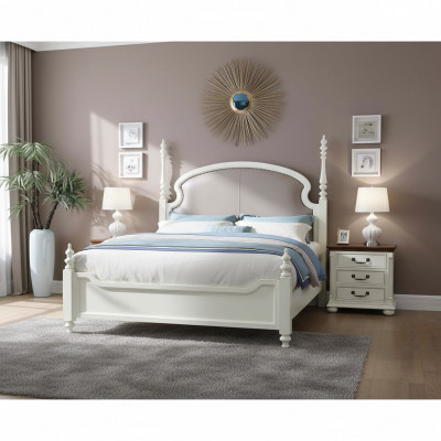 Bett Nuetsdësch 3-Stéck-Schlofkummer Set Design Modern Luxus Better Grupp Holz Nei