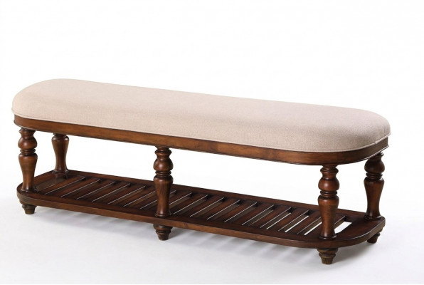 Hocker Polsterhocker Fouss Miwwel Wunnen Sëtzbenken Sëtz Lieder Beige Design Textil