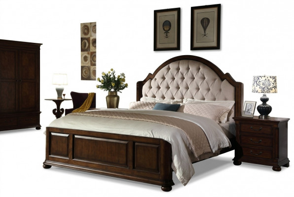 Bett Polsterbett Luxus Duebel Schlofzëmmer Holz Lieder Better Chesterfield Miwwelen