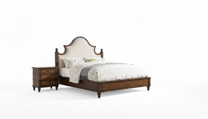 Bett 2x Nuetsdësch 3 Deeler Schlofzëmmer Set Design Polster Miwwelen Luxus Better Neit